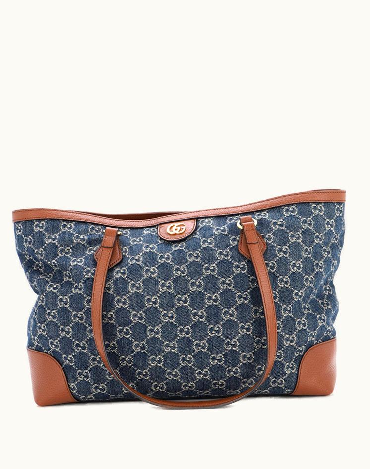 Gucci Gucci Ophidia Shopping Tote GG Denim Medium Blue/Brown Luxury Shopper
