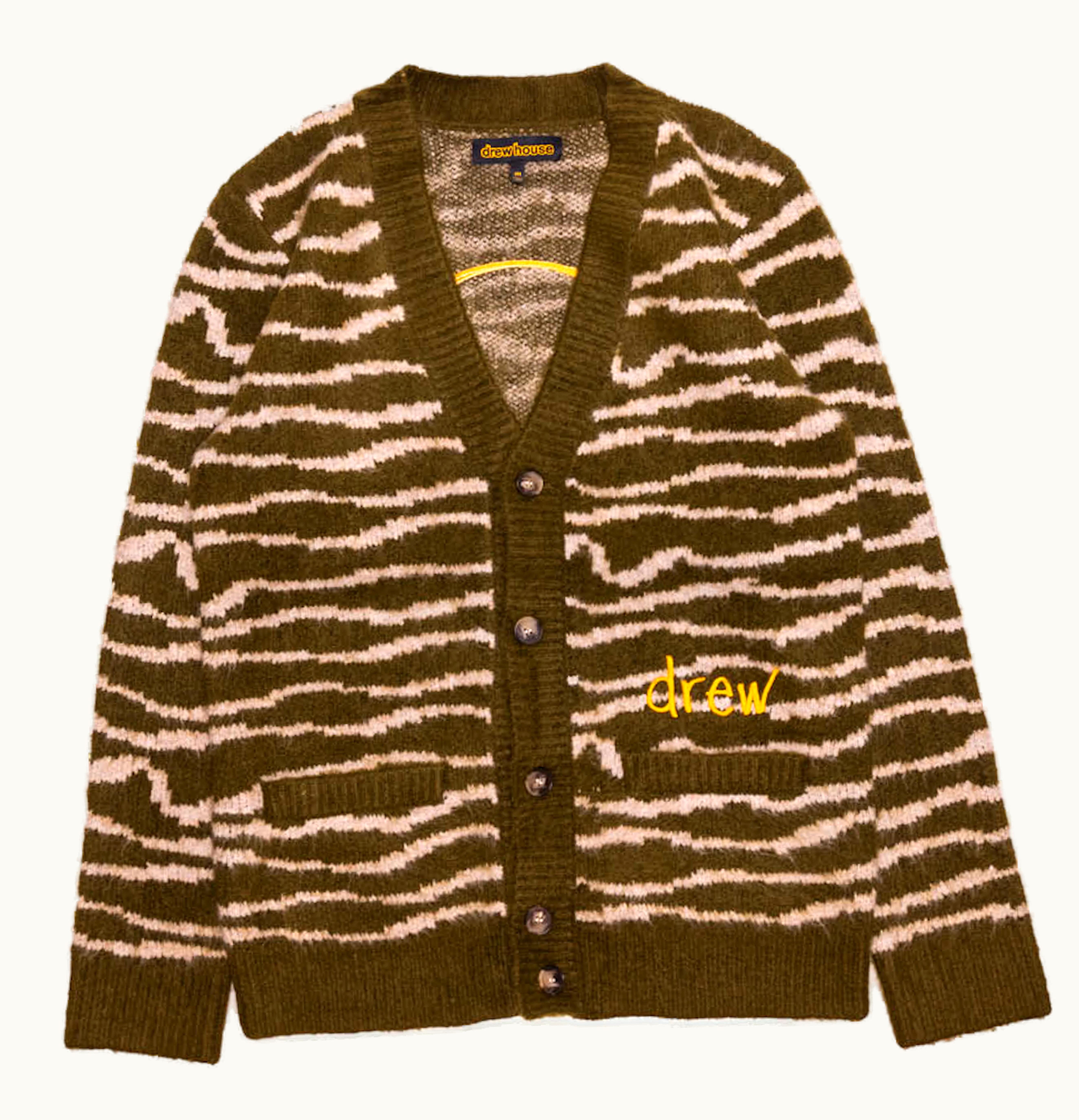 drew house drew house sketch mascot squiggle cardigan olive ivory