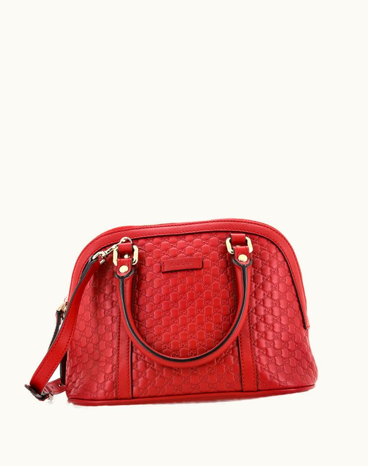 Gucci Gucci Convertible Dome Satchel Microguccissima Leather Mini Red