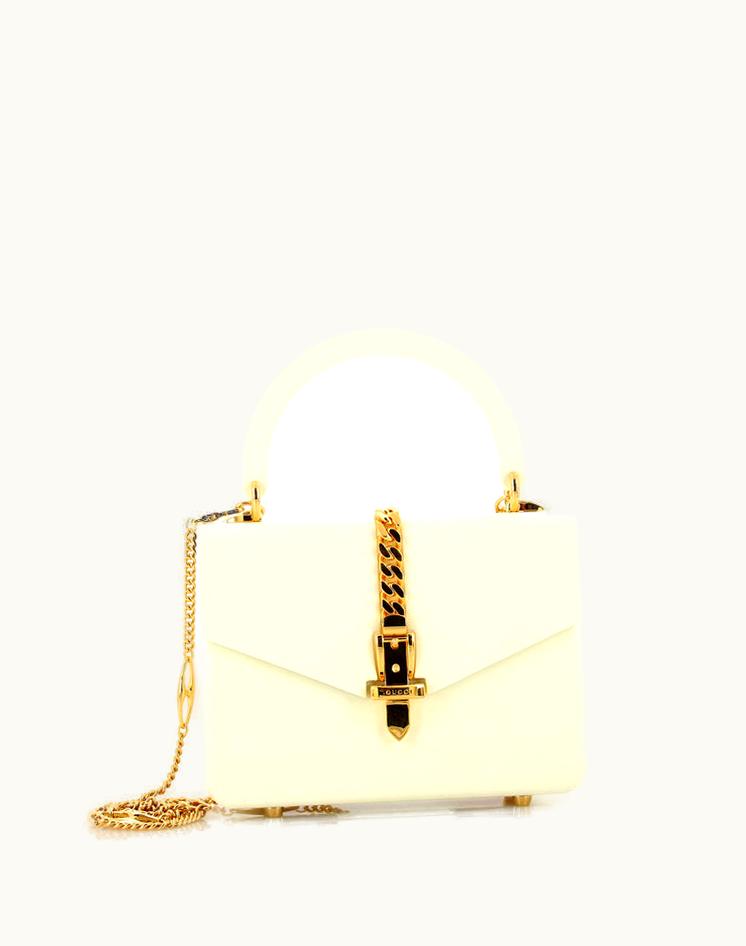 Gucci Gucci Sylvie 1969 Mini Plexiglass Top Handle Bag Neutral