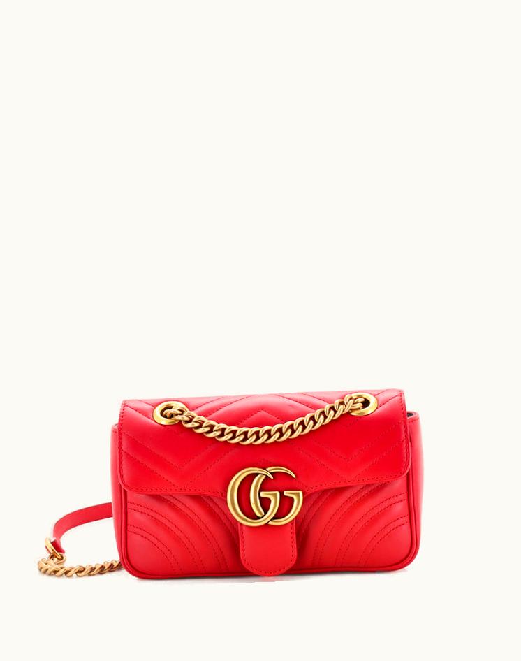 Gucci Gucci GG Marmont Flap Bag Matelasse Leather Small Red