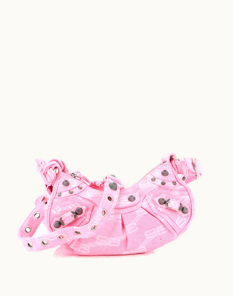 Balenciaga Balenciaga Le Cagole Giant Studs Shoulder Bag BB Denim XS Pink