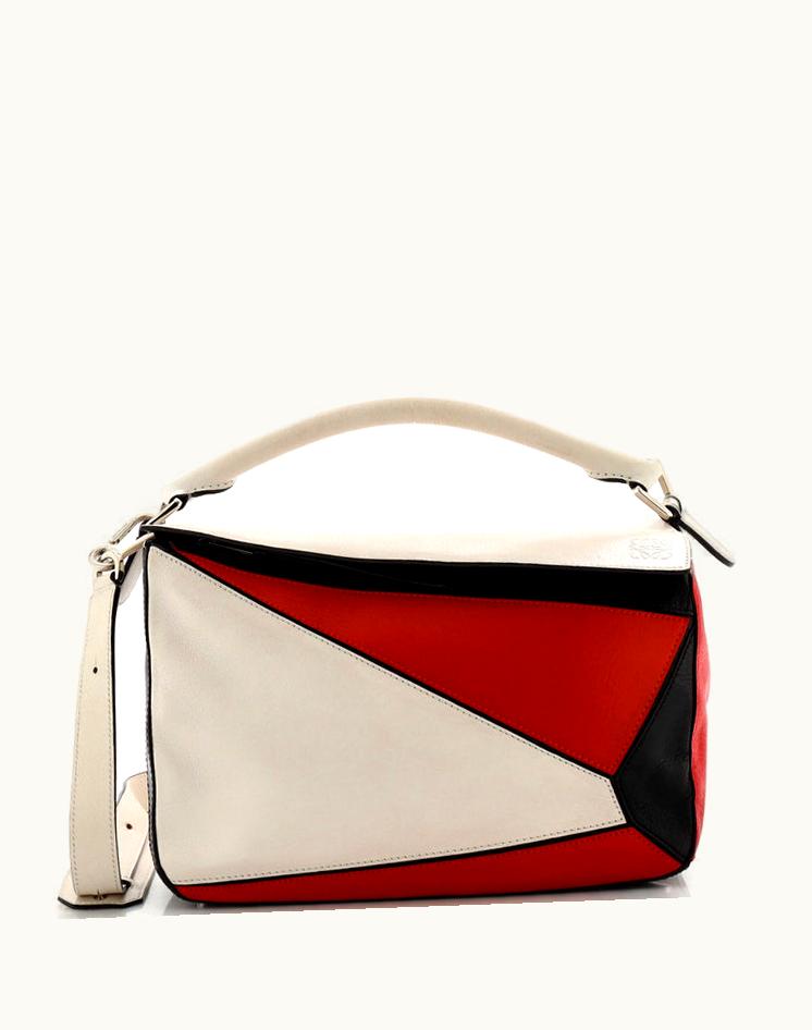 Loewe Loewe Puzzle Bag Leather Medium Multicolor White