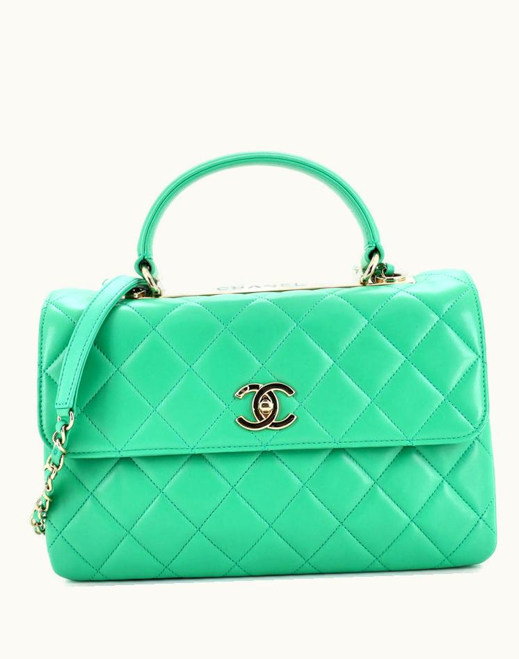 Chanel Chanel Trendy CC Quilted Lambskin Medium Top Handle Bag in Green