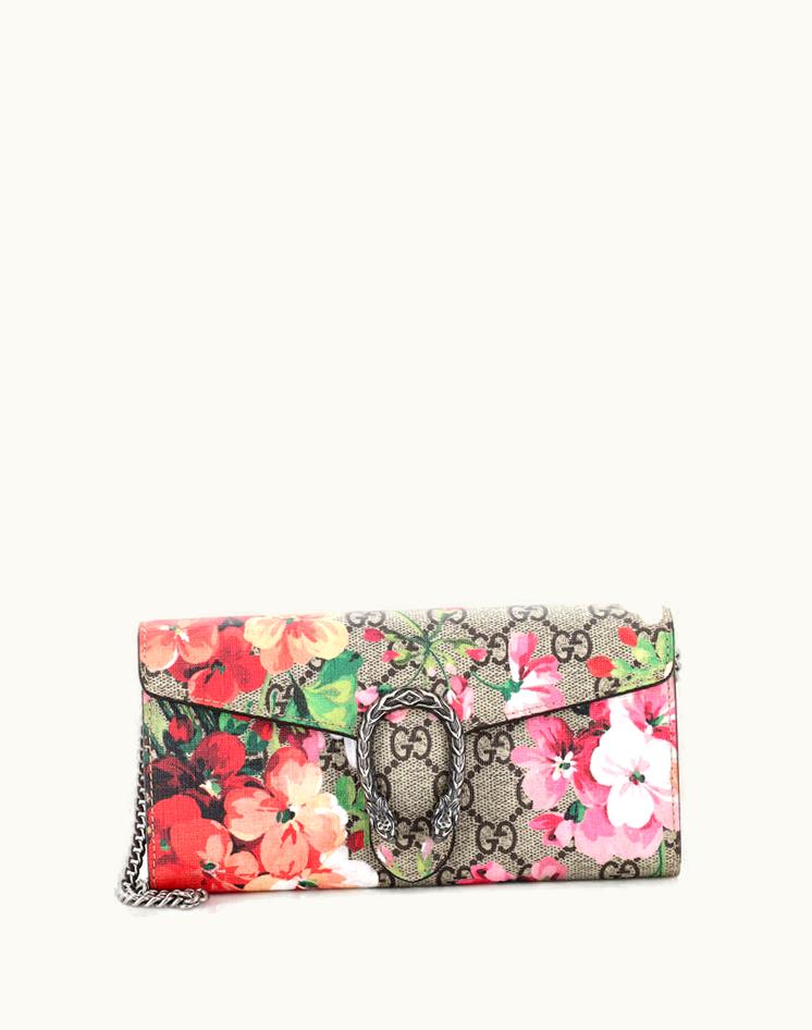 Gucci Gucci Dionysus Chain Wallet Blooms Print GG Coated Canvas Long