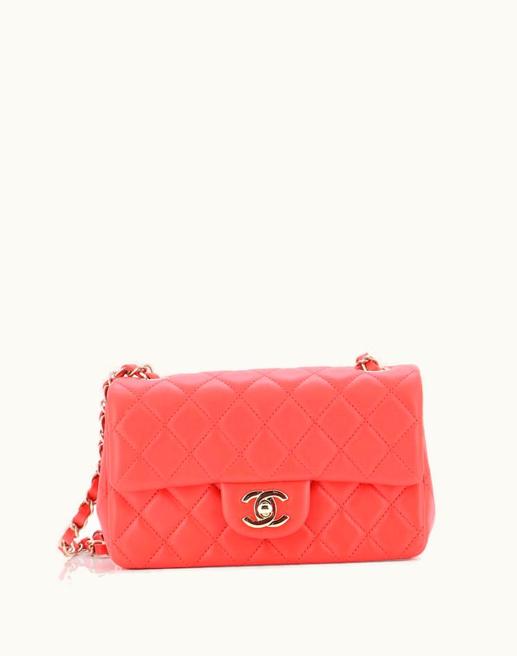 Chanel Chanel Classic Single Flap Bag Quilted Lambskin Mini in Red-Pink-Gold