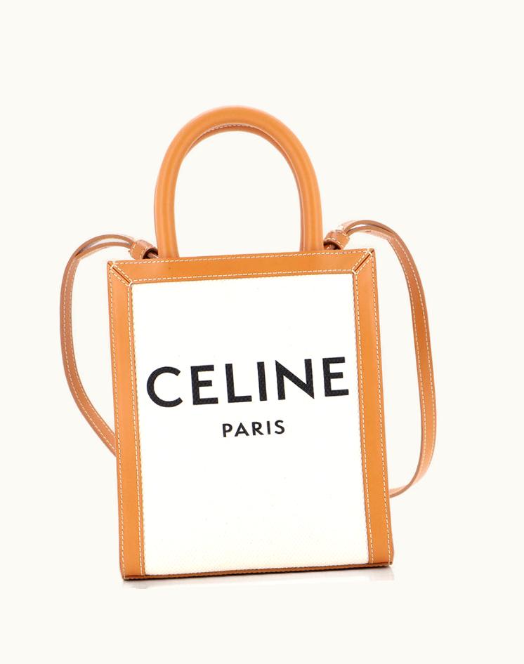 Celine Celine Vertical Cabas Tote Canvas With Leather Mini Brown