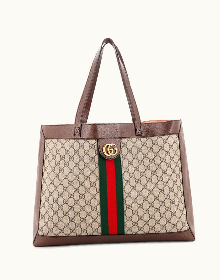 Gucci Gucci Ophidia Soft Open Tote GG Coated Canvas East West Brown