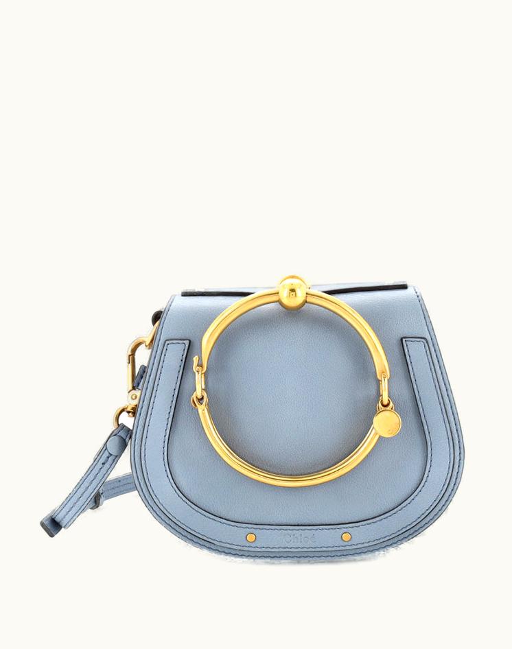 Chloe Chloe Nile 242193/72 Crossbody Bag Leather Small Blue Gold