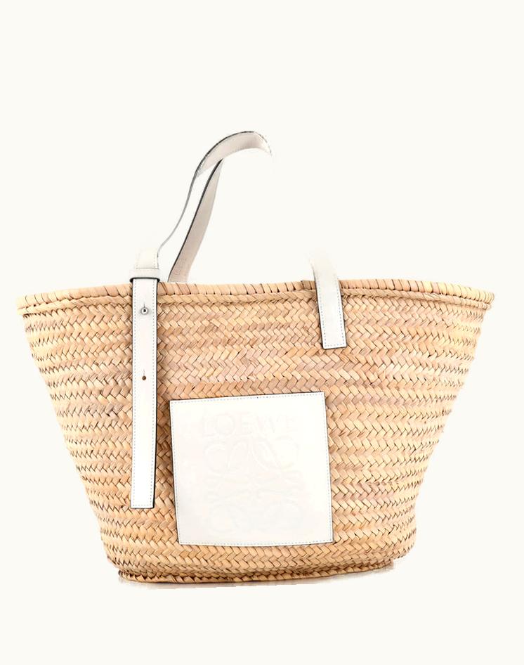 Loewe Loewe Large Basket Tote Raffia Neutral Silver