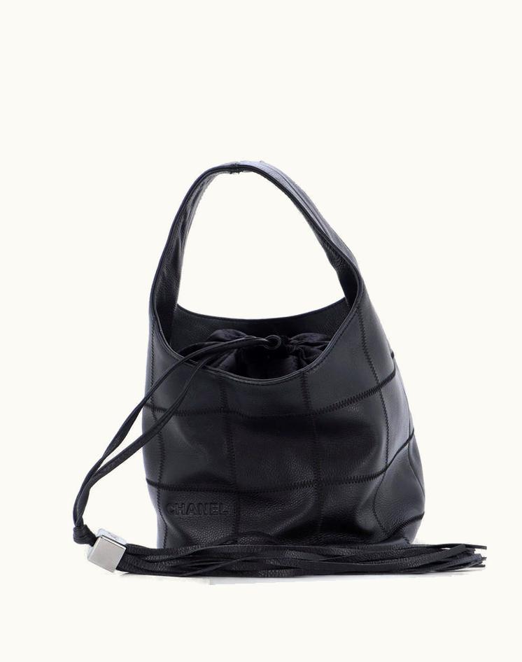 Chanel Chanel Square Stitch Tassel Hobo Quilted Leather Small