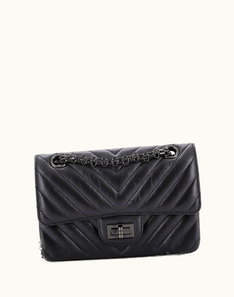 Chanel Chanel So Black Reissue 2.55 Flap Bag Chevron Aged Calfskin Mini