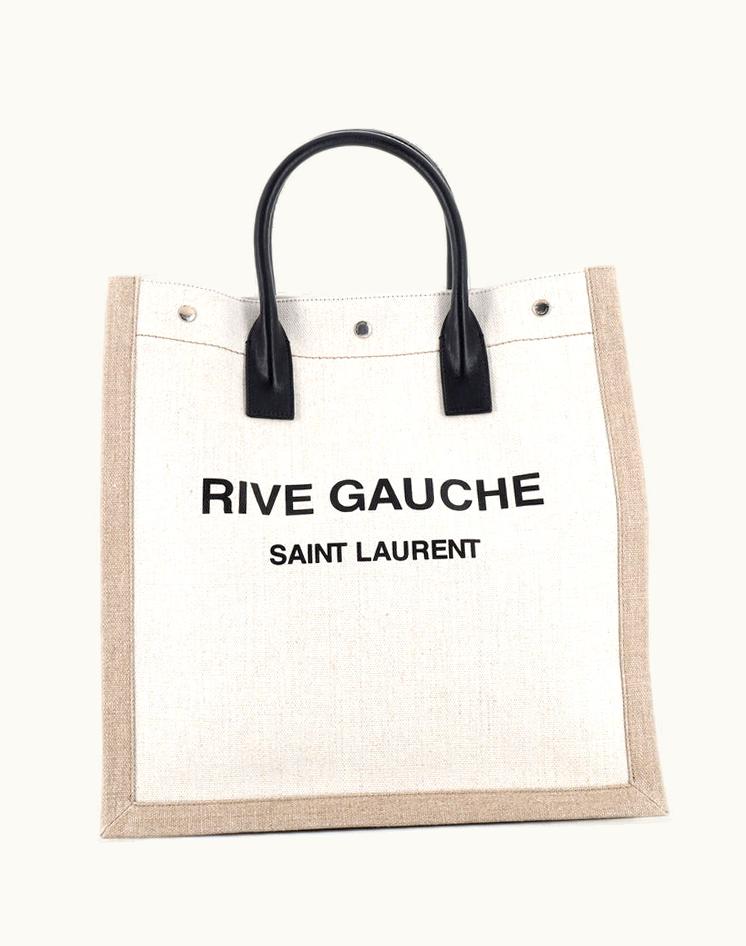 Saint Laurent Saint Laurent Rive Gauche Shopper Tote Canvas Tall Silver