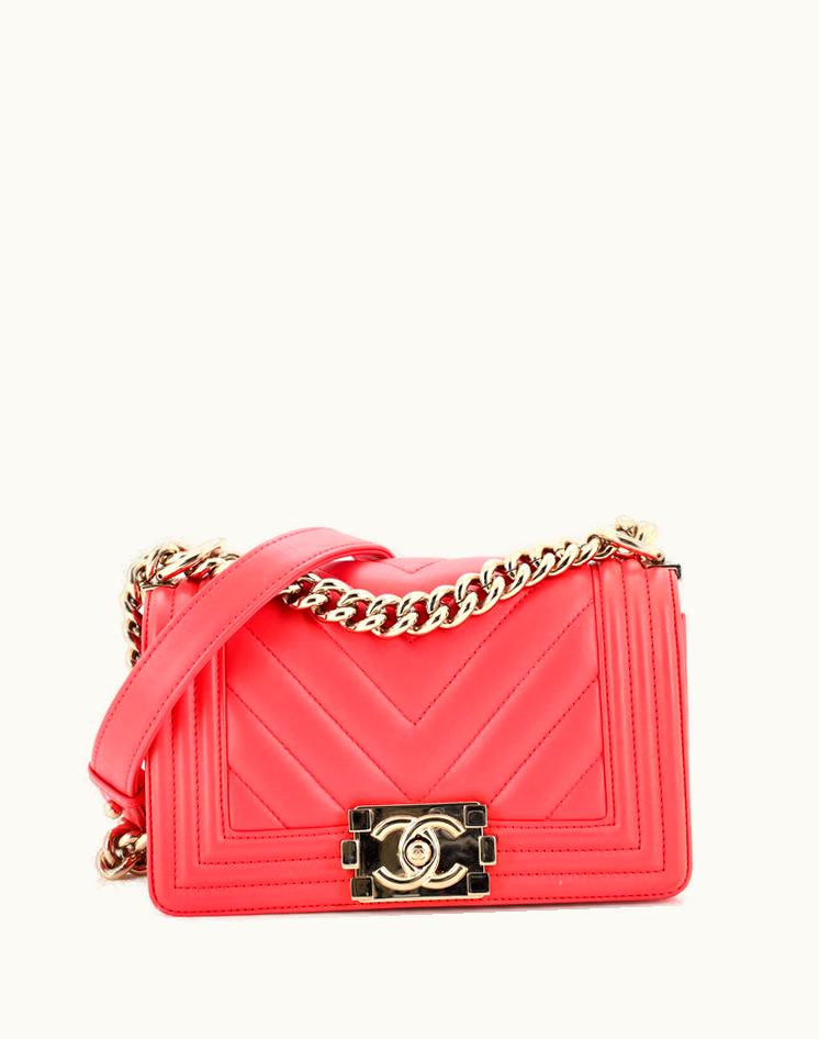 Chanel Chanel Boy Flap Bag Chevron Calfskin Small in Pink