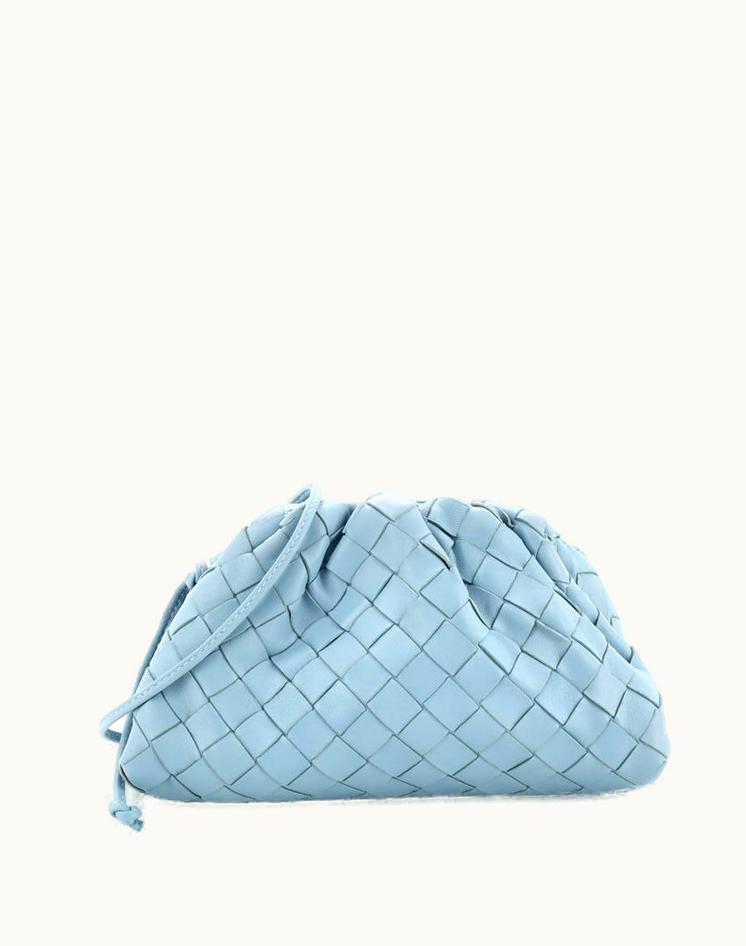Bottega Veneta Bottega Veneta The Pouch Intrecciato Nappa Mini Leather Shoulder Bag Blue