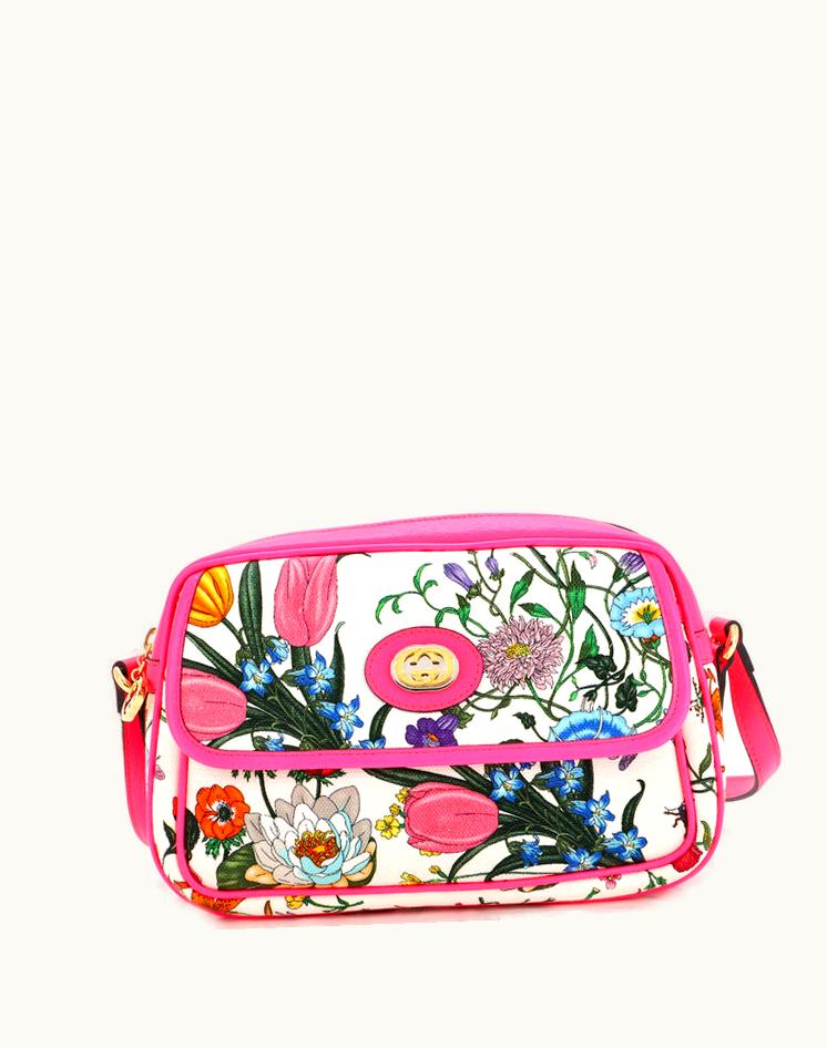 Gucci Gucci Flora Canvas Small Shoulder Bag Beige