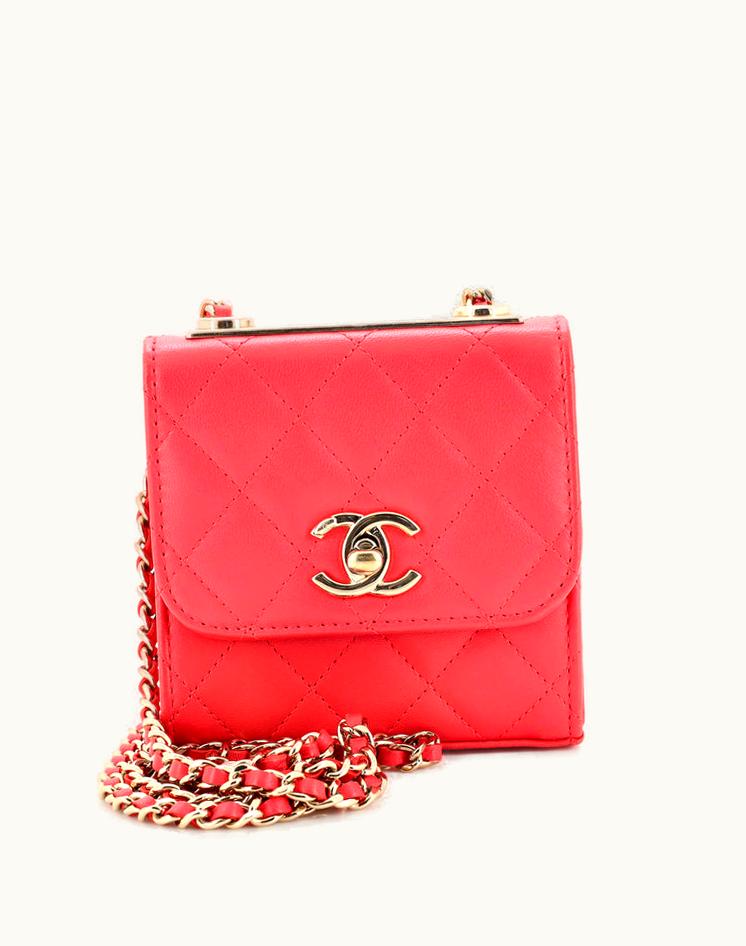 Chanel Chanel Trendy CC Clutch With Chain Quilted Lambskin Small in Red
