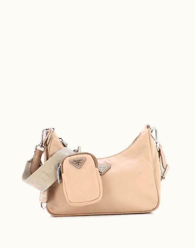 Prada Prada Re-Edition 2005 Shoulder Bag Tessuto Small in Neutral