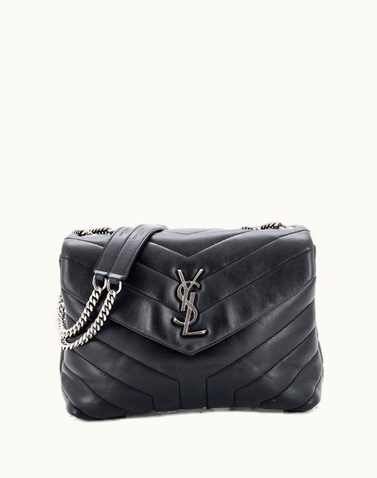 Saint Laurent Saint Laurent Loulou Shoulder Bag Matelasse Chevron Leather Small - Black