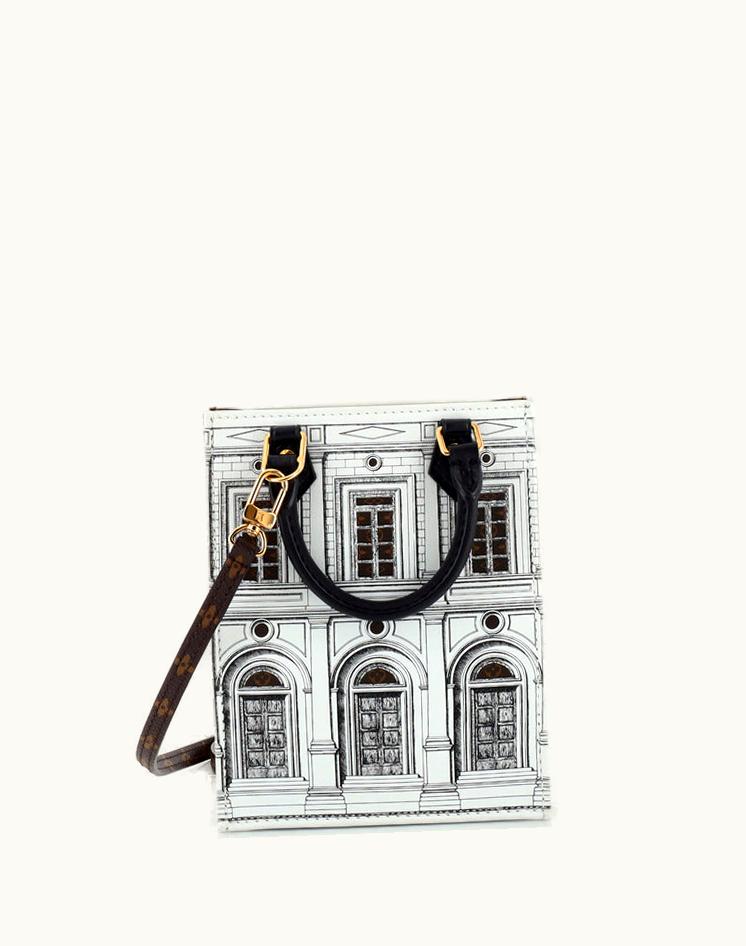 Louis Vuitton Louis Vuitton Petit Sac Plat Bag Limited Edition Fornasetti Architettura Print Leather And Monogram Canvas