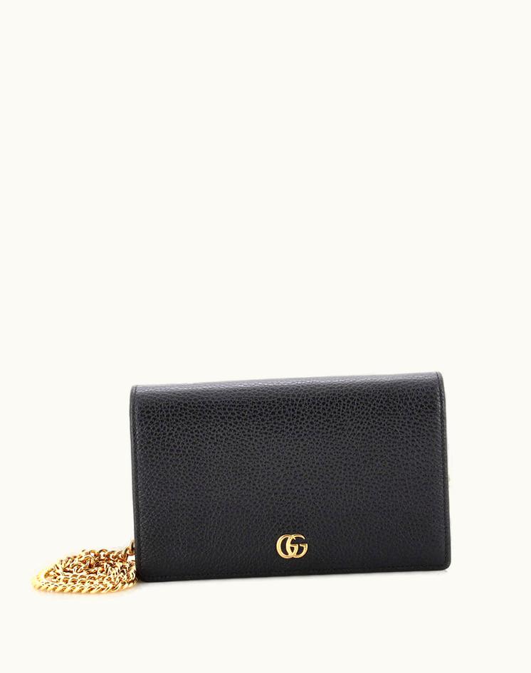Gucci Gucci GG Marmont Chain Wallet Leather Mini Black Gold
