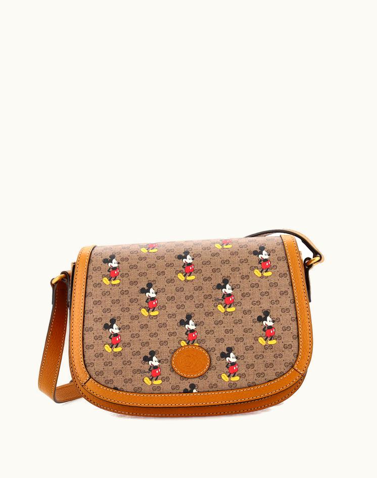 Gucci Gucci Disney Mickey Mouse Flap Shoulder Bag Printed Mini GG Coated Canvas Small