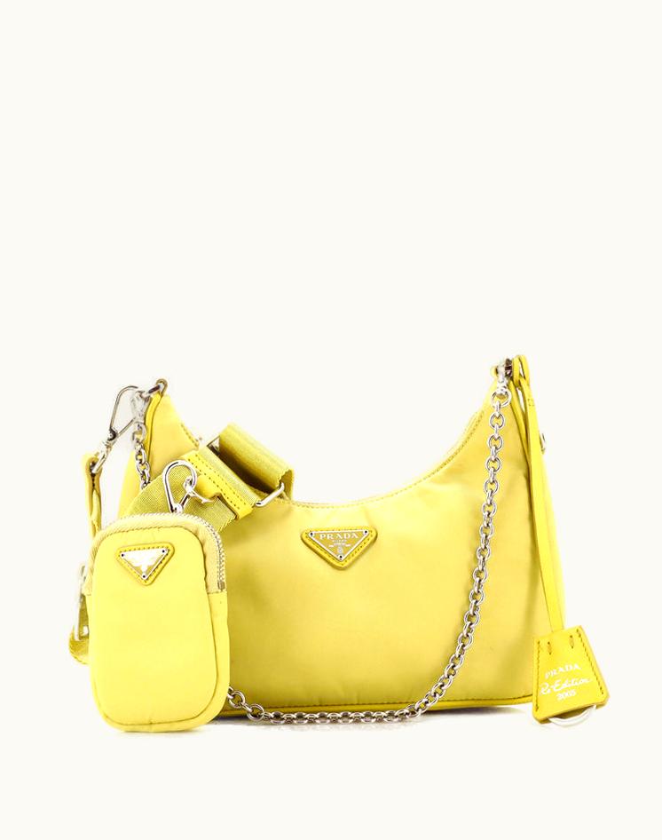 Prada Prada Re-Edition 2005 Shoulder Bag Tessuto Small in Yellow