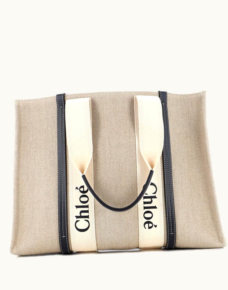 Chloe Chloe Woody Tote Canvas With Leather Large