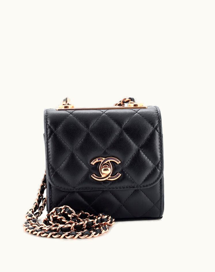 Chanel Chanel Trendy CC Clutch With Chain Quilted Lambskin Small in Black & Rose Gold
