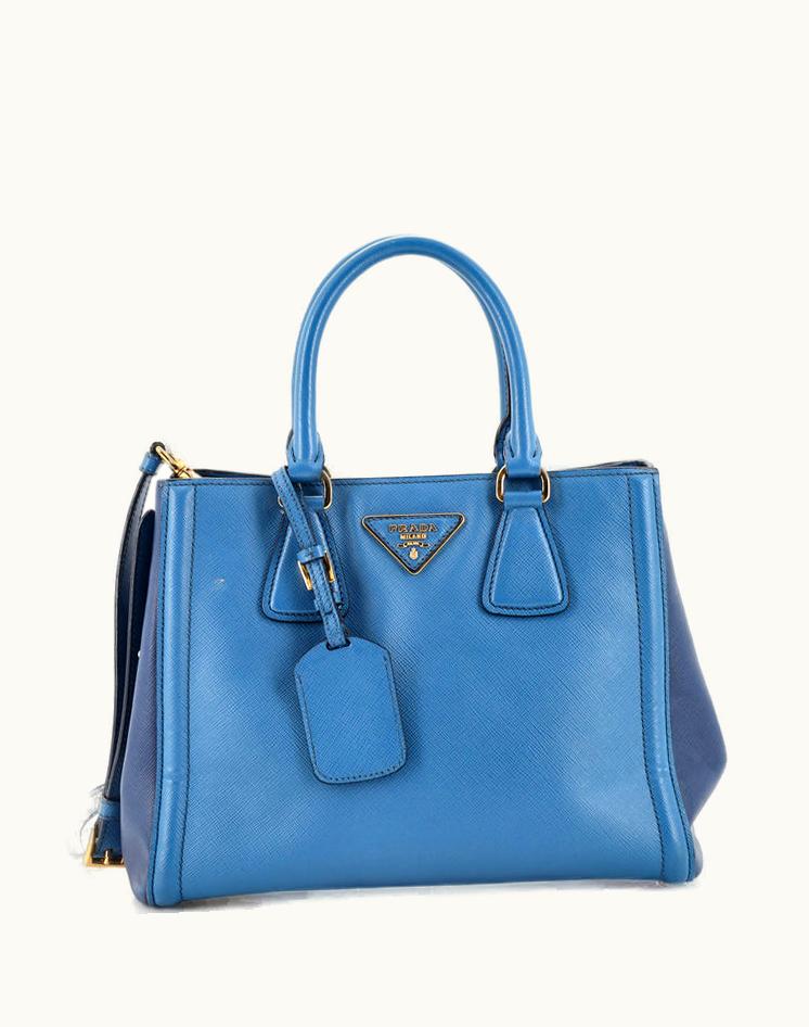 Prada Prada Bicolor Lux Convertible Open Tote Saffiano Leather Small
