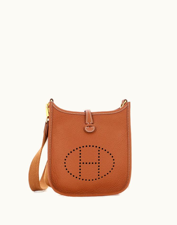 Hermès Hermès Evelyne Gen III Clemence TPM Crossbody Bag Brown Gold