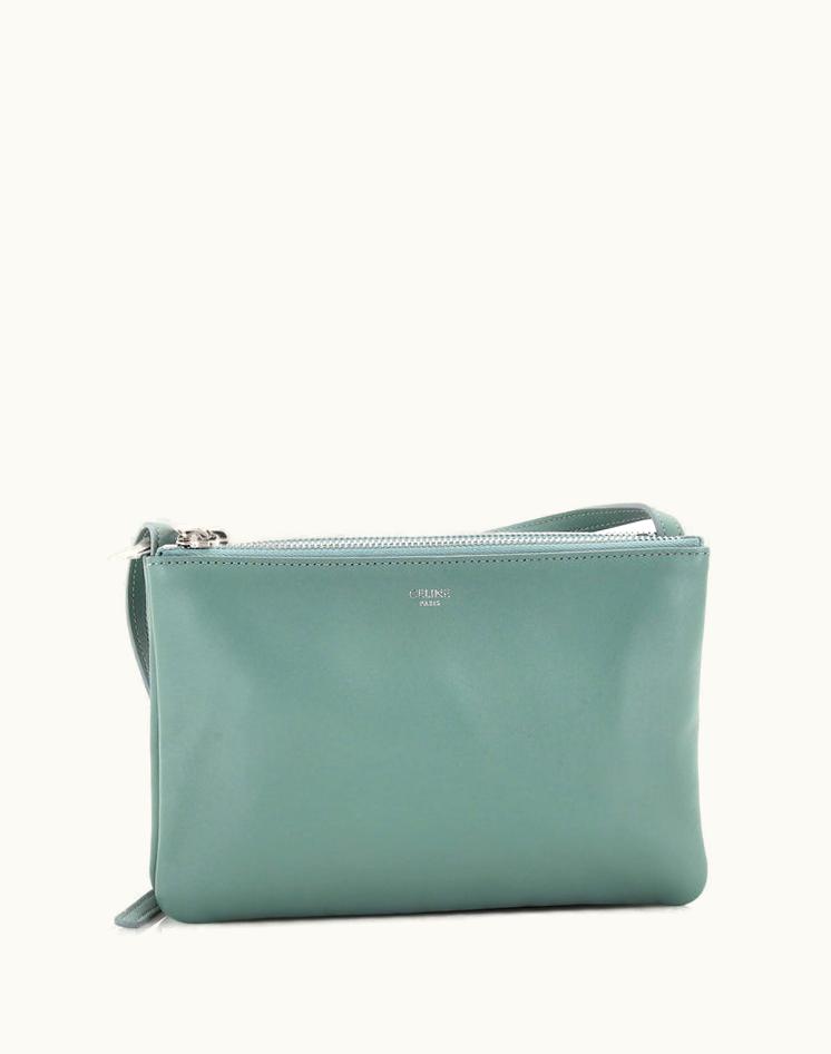 Celine Celine Trio Crossbody Bag Leather Small Green