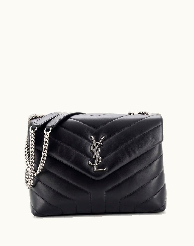 Saint Laurent Saint Laurent Loulou Shoulder Bag Matelasse Chevron Leather Small Black Aged Silver