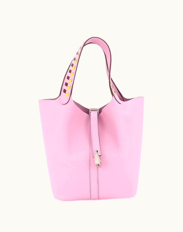 Hermès Hermès Picotin Lock Bag Tressage Epsom MM Leather Pink