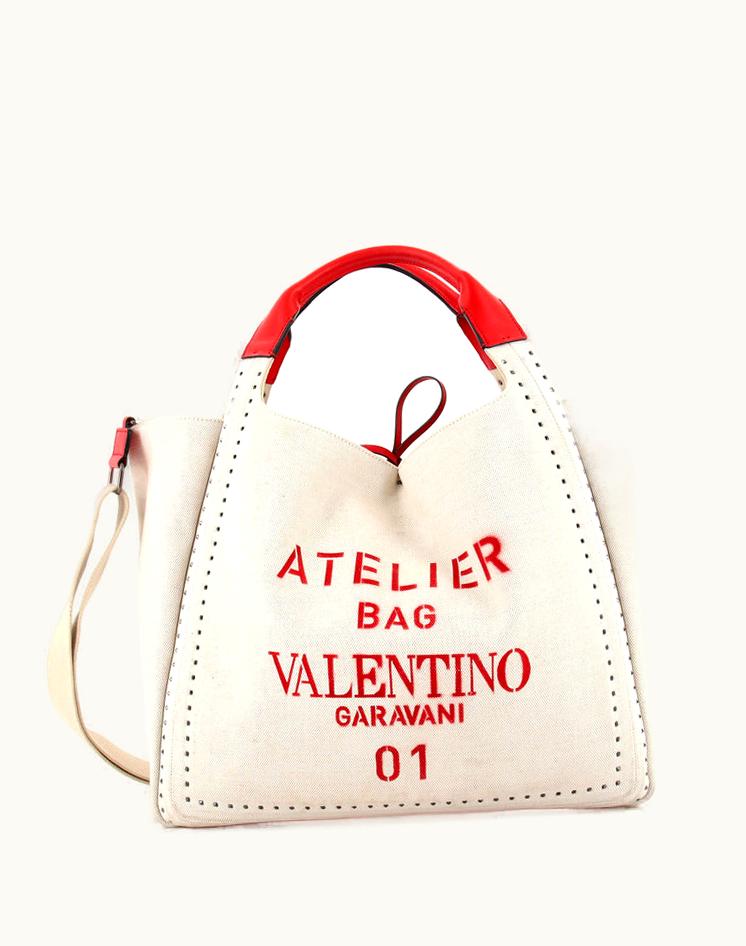 Valentino Valentino Atelier 01 Tote Pleated Canvas Large