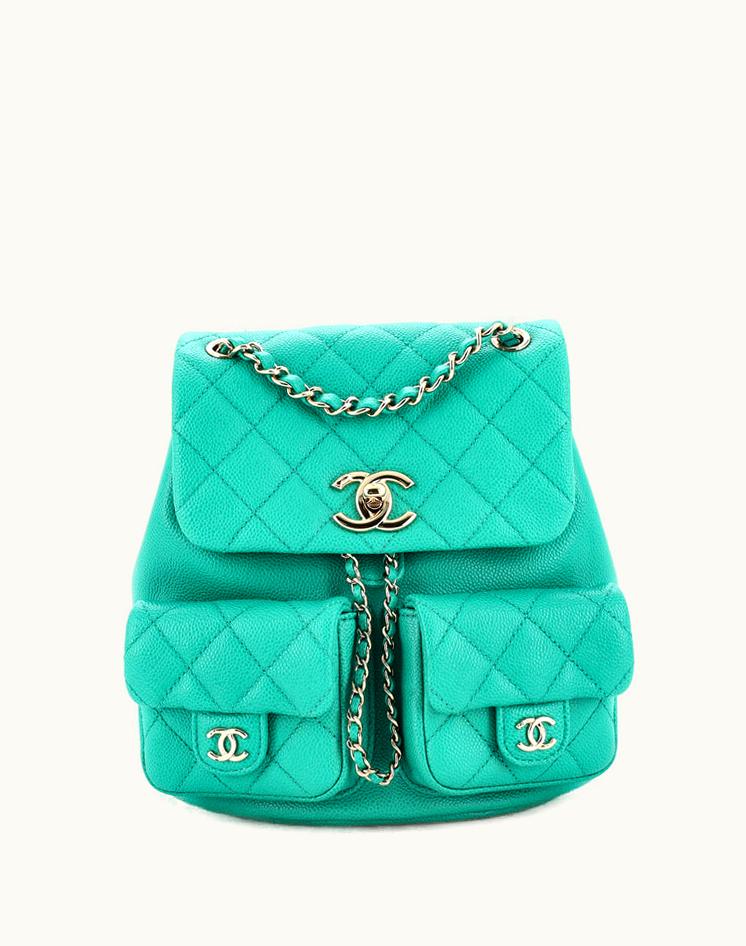 Chanel Chanel Duma Pockets Drawstring Backpack Quilted Caviar Small