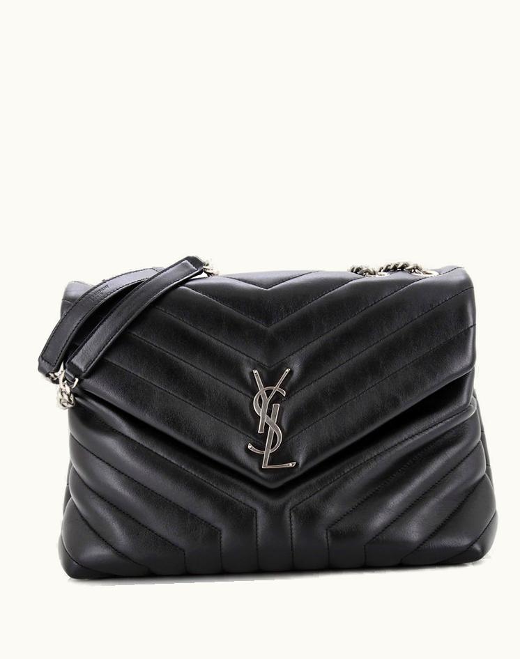 Saint Laurent Saint Laurent Loulou Shoulder Bag Matelasse Chevron Leather Medium Black Aged Silver