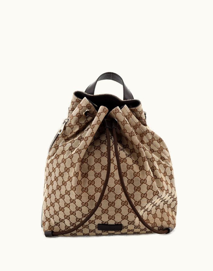 Gucci Gucci GG Canvas Medium Drawstring Backpack Brown