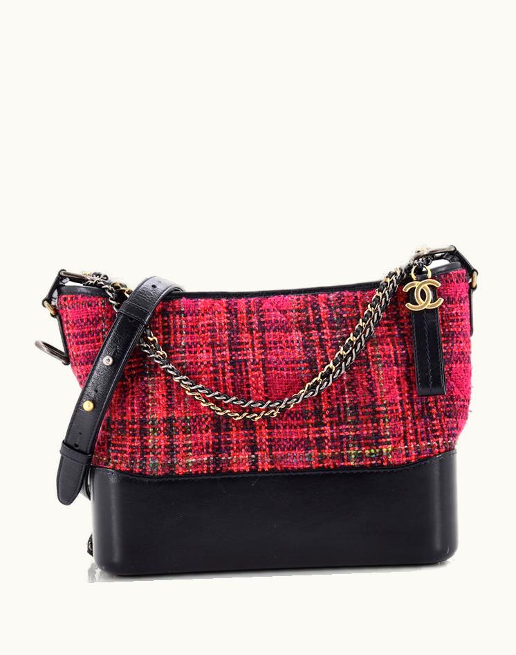 Chanel Chanel Gabrielle Hobo Quilted Tweed and Calfskin Medium Luxury Bag Blue Pink Gold Silver Aged Silver