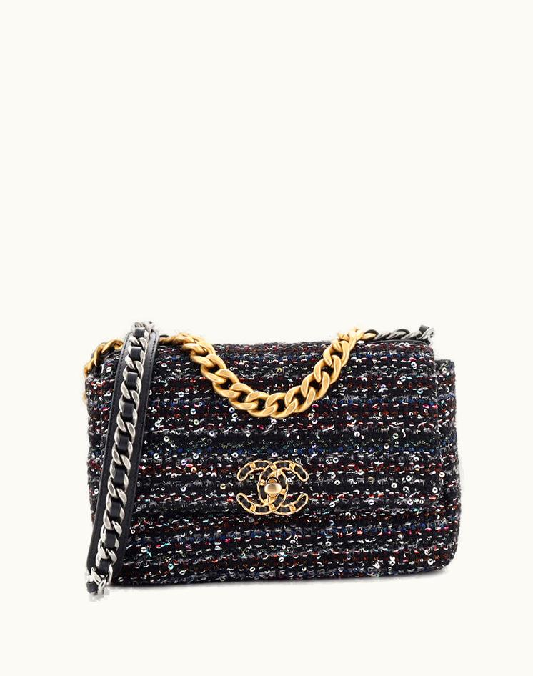 Chanel Chanel 19 Flap Bag Quilted Tweed And Sequins Medium