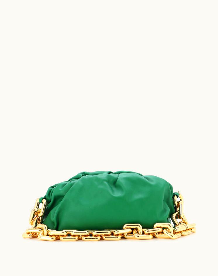 Bottega Veneta Bottega Veneta The Chain Pouch Leather Clutch Bag Green