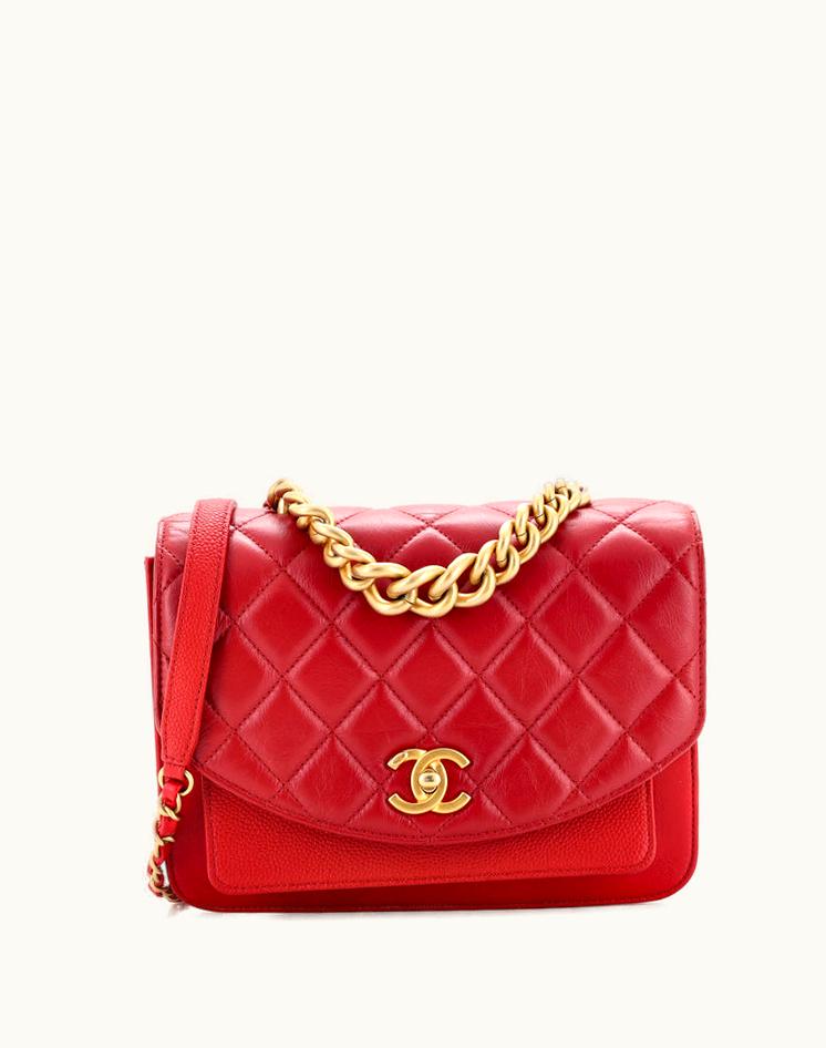 Chanel Chanel Chain Handle Flap Bag Quilted Calfskin With Caviar Small