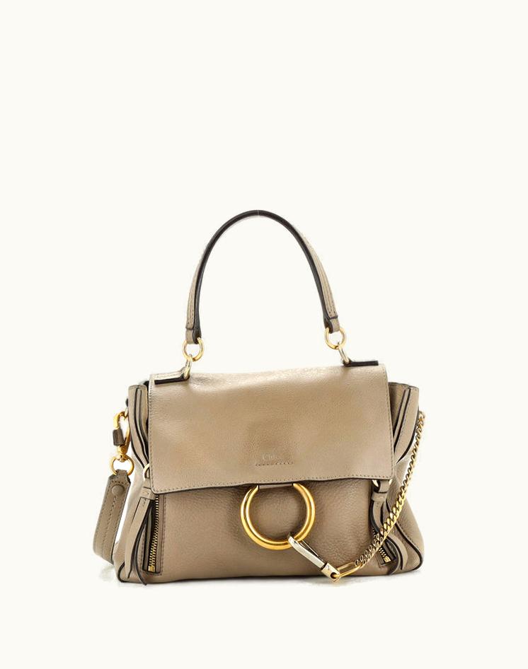 Chloe Chloe Faye Day Bag Leather Small in Neutral Beige