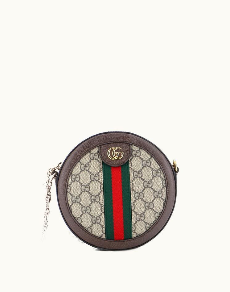 Gucci Gucci Ophidia Round Shoulder Bag GG Coated Canvas Mini