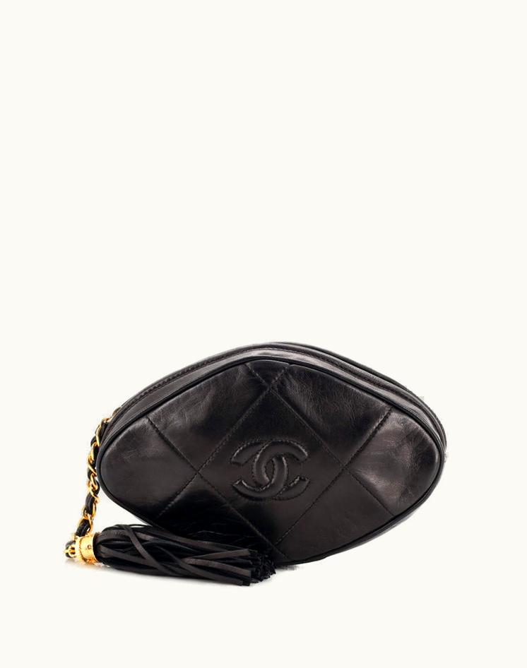 Chanel Chanel Vintage Diamond CC Tassel Clutch Quilted Lambskin Mini
