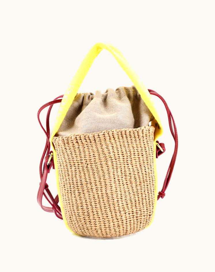 Chloe Chloe Woody Basket Tote Woven Raffia Small Designer Handbag Neutral