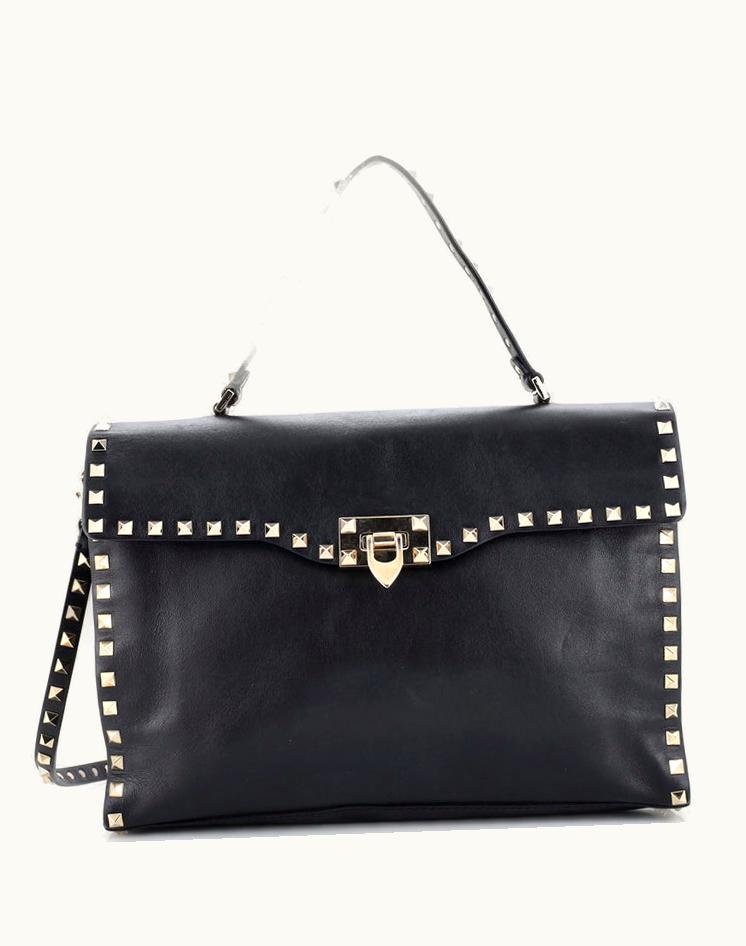 Valentino Valentino Rockstud Convertible Top Handle Bag Leather Medium