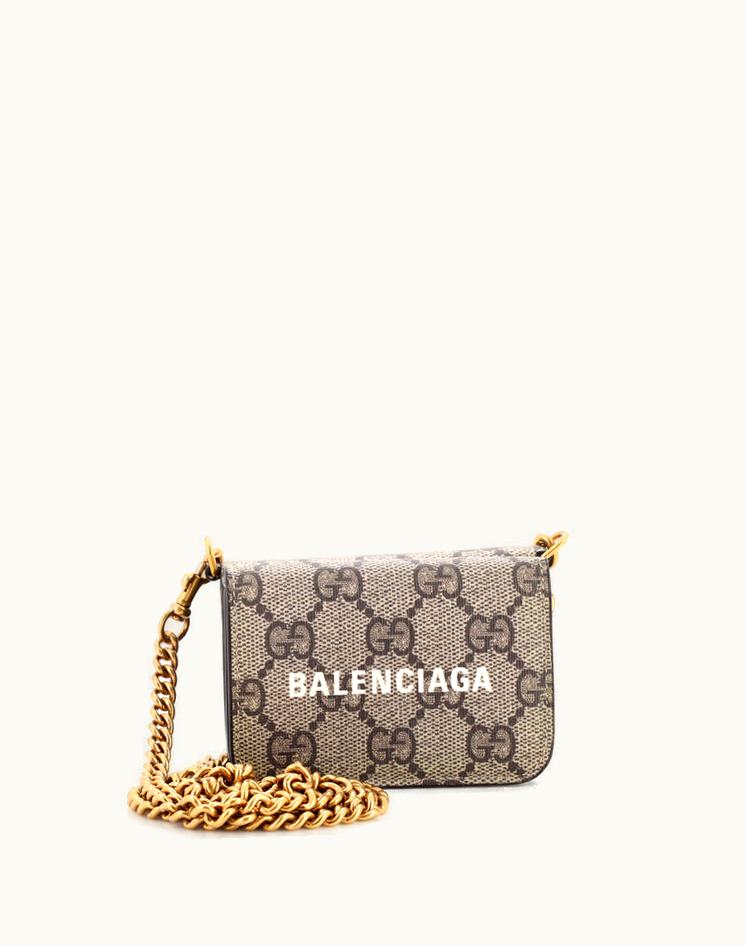 Gucci Gucci X Balenciaga The Hacker Project Wallet On Chain GG Coated Canvas