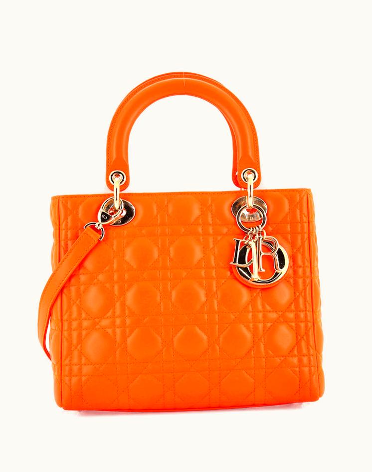 Dior Dior Lady Dior Bag Cannage Quilt Lambskin Medium Orange-Gold