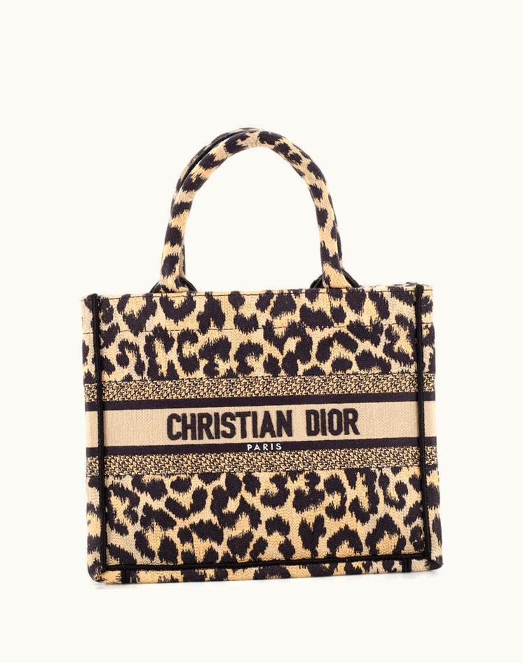Dior Christian Dior Book Tote Embroidered Canvas Small Brown